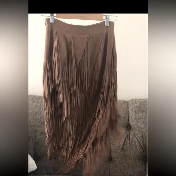Intermix Suede Fringe Skirt- New With Tags!! - Picture 10 of 13